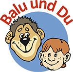 Logo des Projekts Balu und Du. Das Logo zeigt ein freundliches Gesicht eines Bären der ein ebenfalls freundliches Gesicht eines Kindes anschaut.